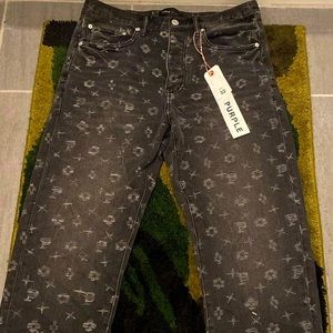 PURPLE BRAND P001 BLACK WASH JACQUARD MONOGRAM (SIZE 32)